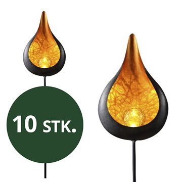 10 stk. eZsolar Dekorativ skulpturel solcellelampe - "Dråben"